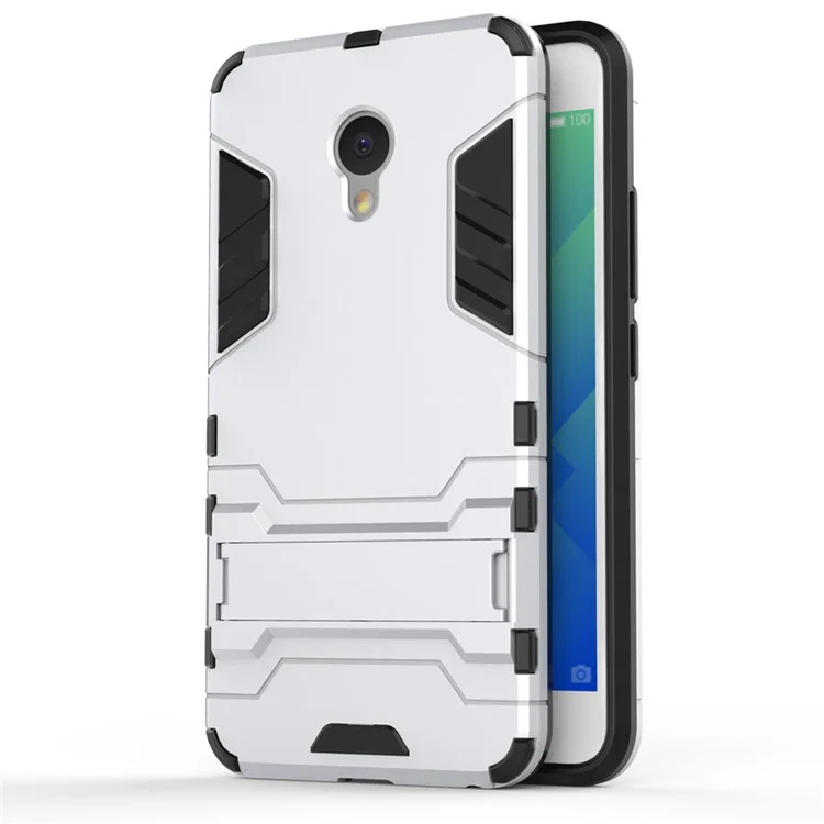 Solid PC + TPU Hybrid Case with Kickstand for Meizu M5 - Silver
