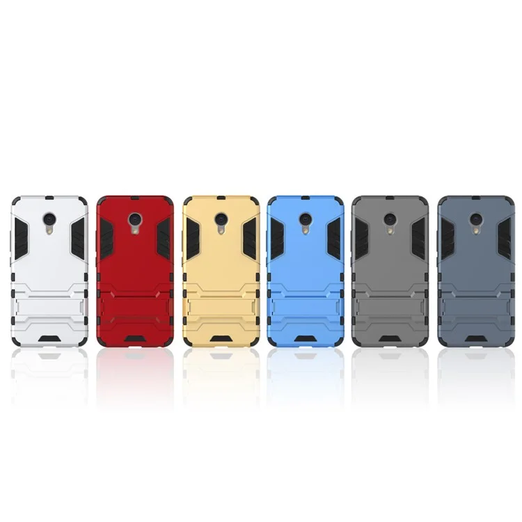 Solid PC + TPU Hybrid Case with Kickstand for Meizu M5 - Silver