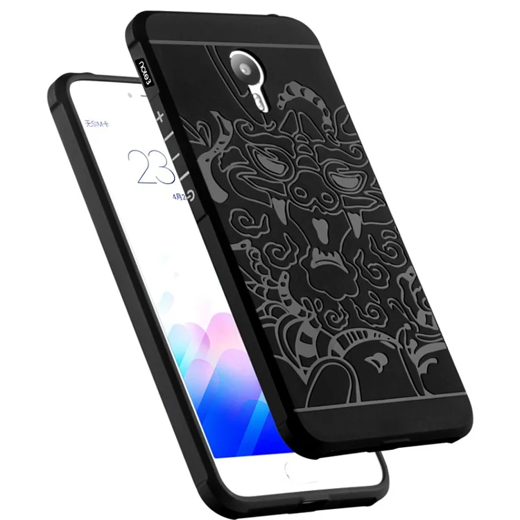 Auspicious Dragon Pattern Drop-proof Imprint TPU Cover for Meizu m3 note / Blue Charm Note3 - Black
