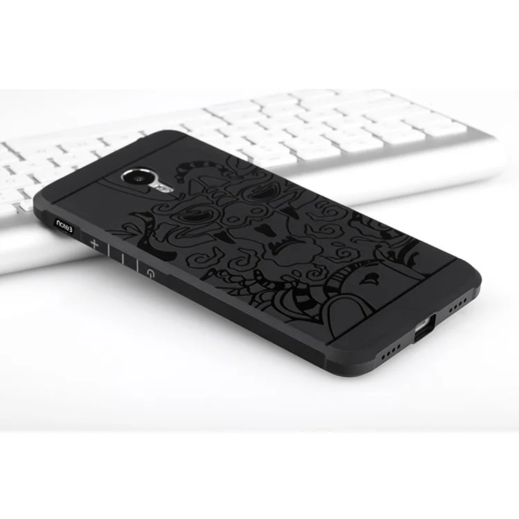 Auspicious Dragon Pattern Drop-proof Imprint TPU Cover for Meizu m3 note / Blue Charm Note3 - Black