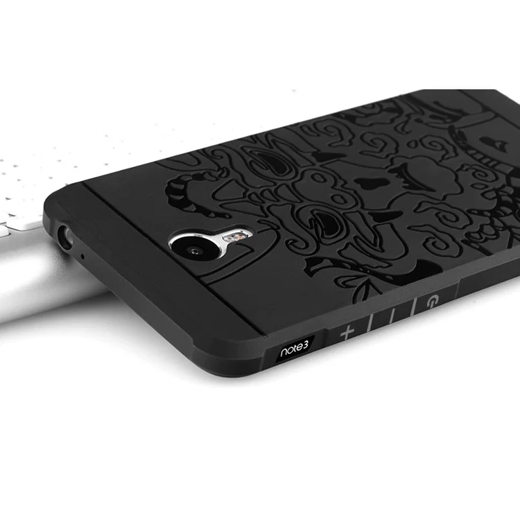 Auspicious Dragon Pattern Drop-proof Imprint TPU Cover for Meizu m3 note / Blue Charm Note3 - Black