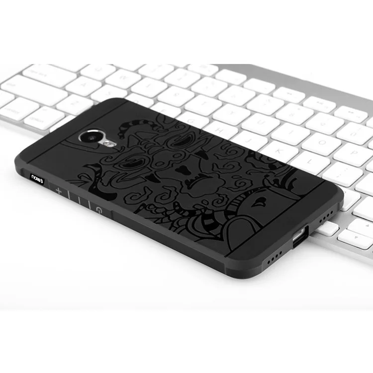 Auspicious Dragon Pattern Drop-proof Imprint TPU Cover for Meizu m3 note / Blue Charm Note3 - Black