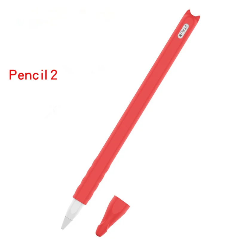 Cartoon Silicone Tip Pen Cap Sleeve Grip Cover Tablet Pencil Protect Case for Apple Pencil 2 - Red