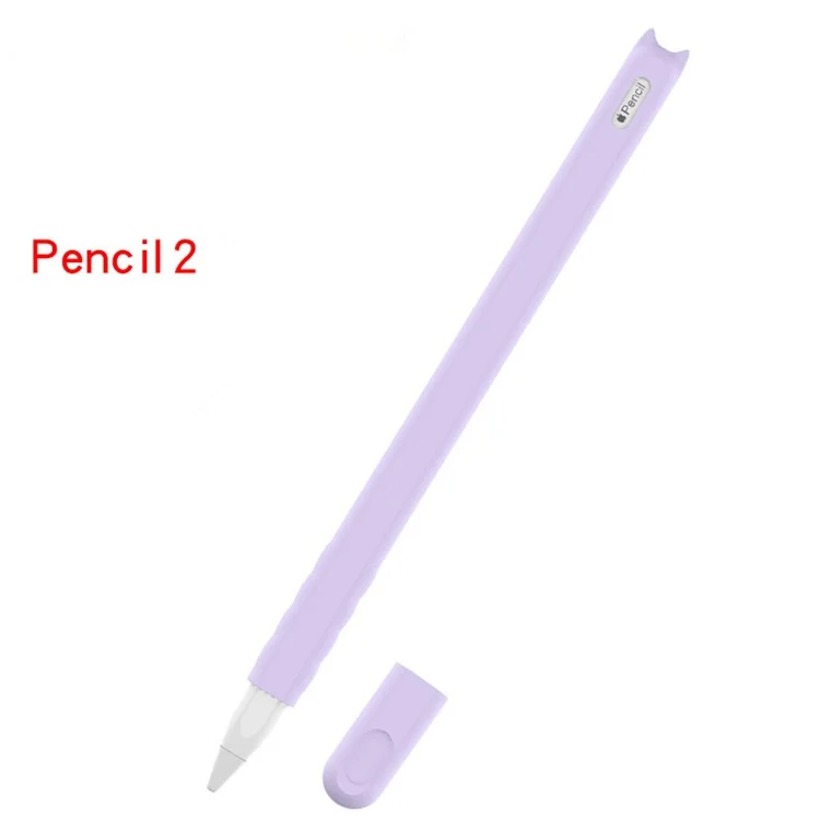 Cartoon Silicone Round Pen Cap Sleeve Grip Cover Tablet Pencil Protect Case for Apple Pencil 2 - Light Purple