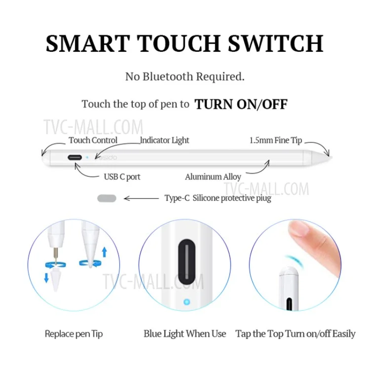 YESIDO ST06 Stylus Pen Palm Rejection Tilting Sensor Magnetic Adsorption for Apple iPad Pro iPad Mini iPad Air 2018 - 2021