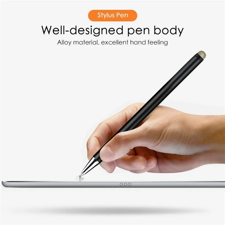 JD02 Universal 2-in-1 Round Disk/Cloth Pen Tip Capacitive Stylus Pen Tablet Phone Magnetic Adsorption Cap Drawing Writing Stylus Pen - Grey