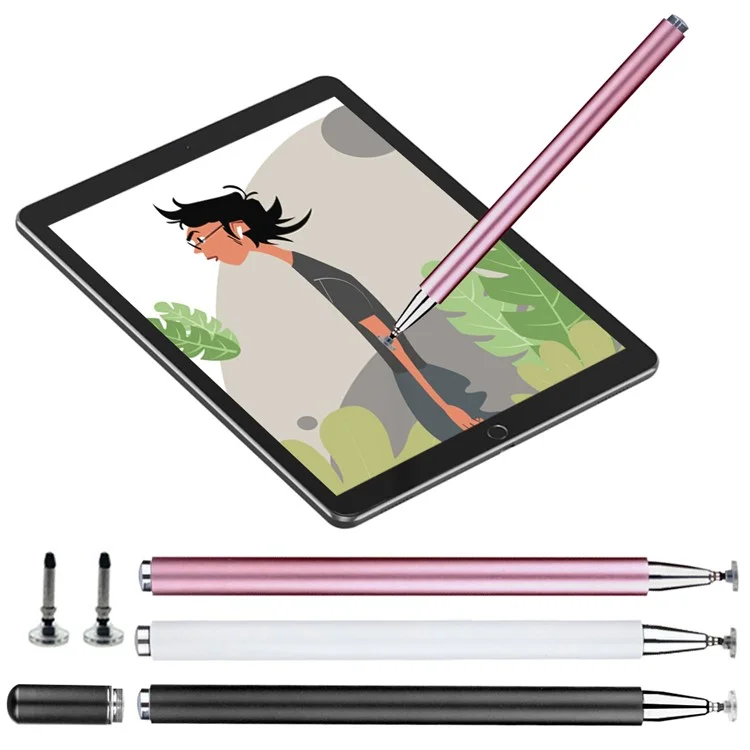 JD01 Universal Tablet Smartphone Kapazitiv Stylus Stift Magnetische Adsorptionskappe Zeichnung Schreibstifter Stift Mit Ersatzrunden Plattenstift Tipp - Schwarz