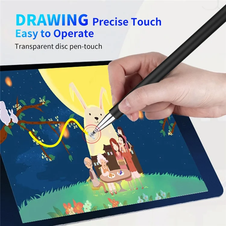 JD01 Universal Tablet Smartphone Kapazitiv Stylus Stift Magnetische Adsorptionskappe Zeichnung Schreibstifter Stift Mit Ersatzrunden Plattenstift Tipp - Schwarz