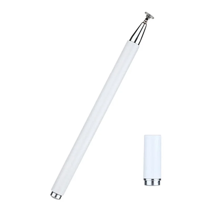 JD01 Universal Tablet Smartphone Capacitive Stylus Pen Magnetic Adsorption Cap Drawing Writing Stylus Pen with Spare Round Disk Pen Tip - White