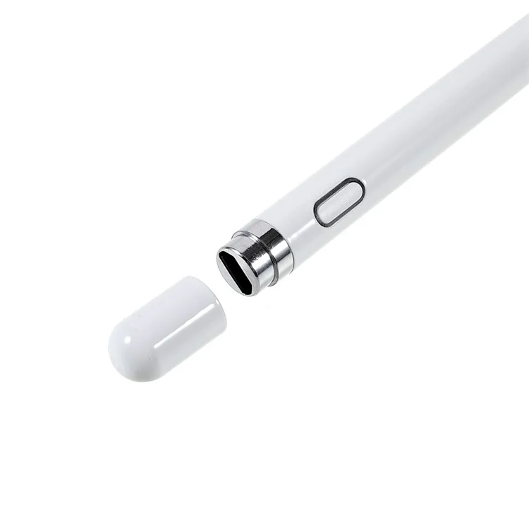 Cylindrical Universal Active Capacitive Stylus Pen Tablet High Sensitivity Drawing Writing Stylus Pen for iOS Android - White
