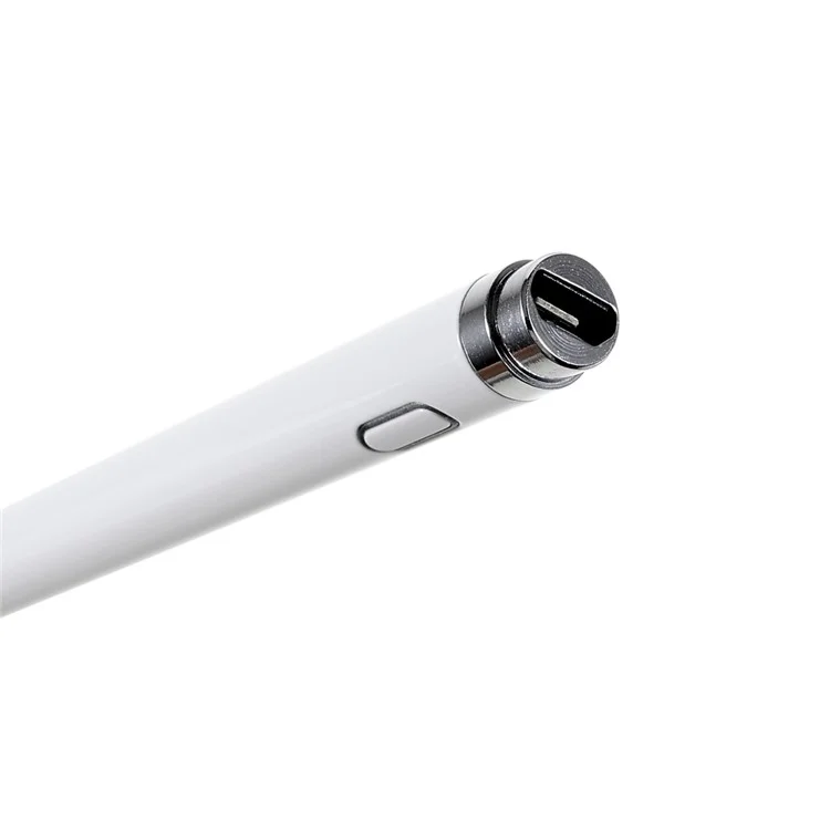 Cylindrical Universal Active Capacitive Stylus Pen Tablet High Sensitivity Drawing Writing Stylus Pen for iOS Android - White