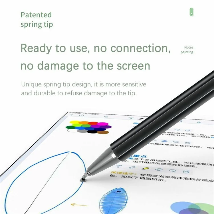 JB06 2 en 1 Nano Conductive Cloth Head + Disc Stylus Magnetic Adsorption Passive Touch Screen Pen for Cell Phone Tablet - Noir