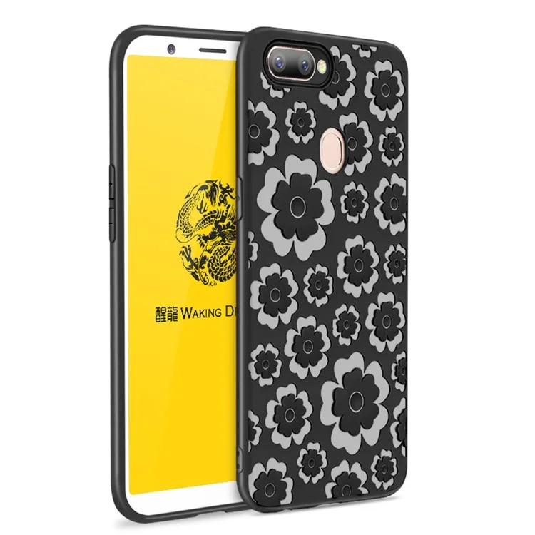 3D Flower Series Soft TPU Case for OPPO R11s Plus - Black