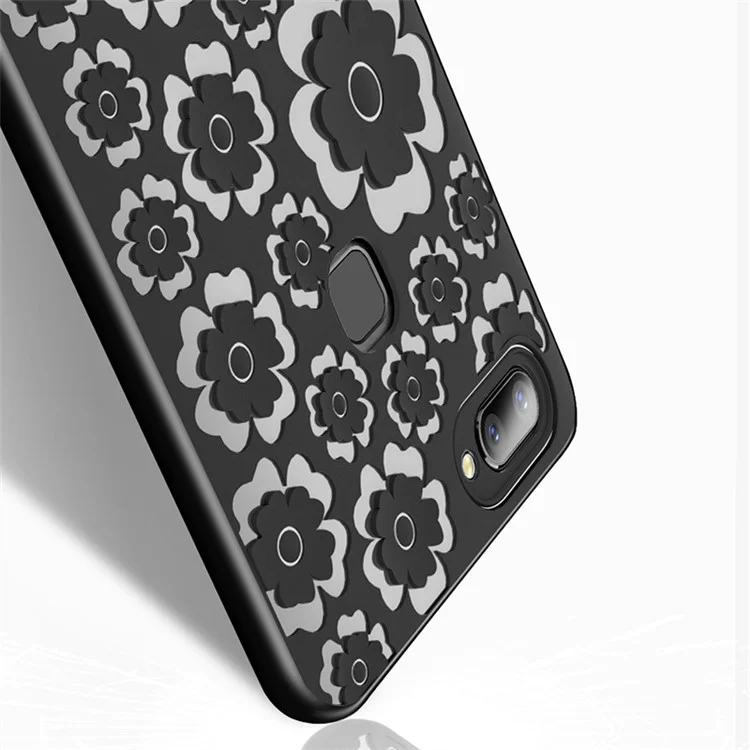 3D Flower Pattern Soft TPU Case for vivo X20 - Black