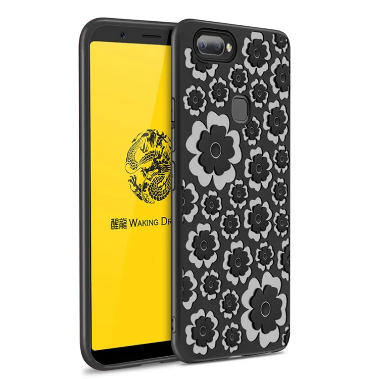3D Flower Pattern Soft TPU Case for vivo X20 Plus - Black