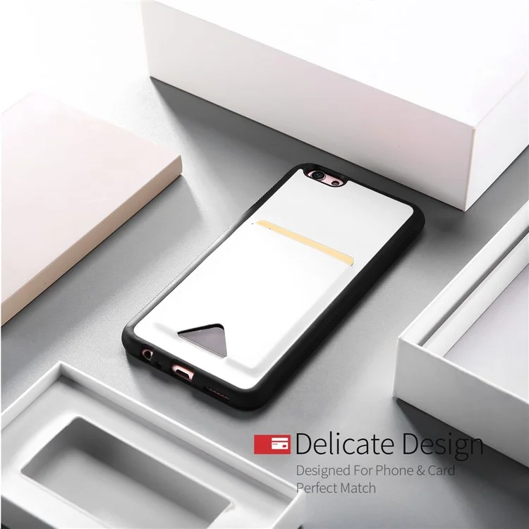 DUX DUCIS Pocard Series for Oppo R9s Card Pocket PU Leather Coated TPU Back Case - White