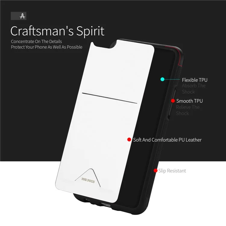 DUX DUCIS Pocard Series for Oppo R9s Card Pocket PU Leather Coated TPU Back Case - White