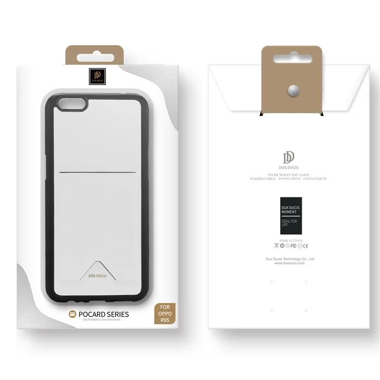 DUX DUCIS Pocard Series for Oppo R9s Card Pocket PU Leather Coated TPU Back Case - White