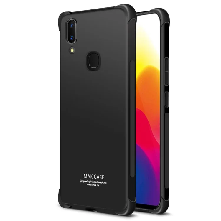 IMAK Skin Feel Airbag Shockproof TPU Phone Casing + Screen Protector for vivo X21 - Metal Black