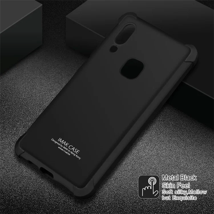 IMAK Skin Feel Airbag Shockproof TPU Phone Casing + Screen Protector for vivo X21 - Metal Black