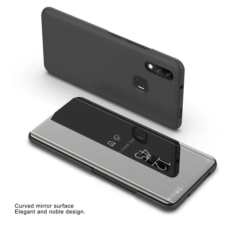 View Window Plated Mirror Surface Leather Stand Case for vivo NEX A - Black