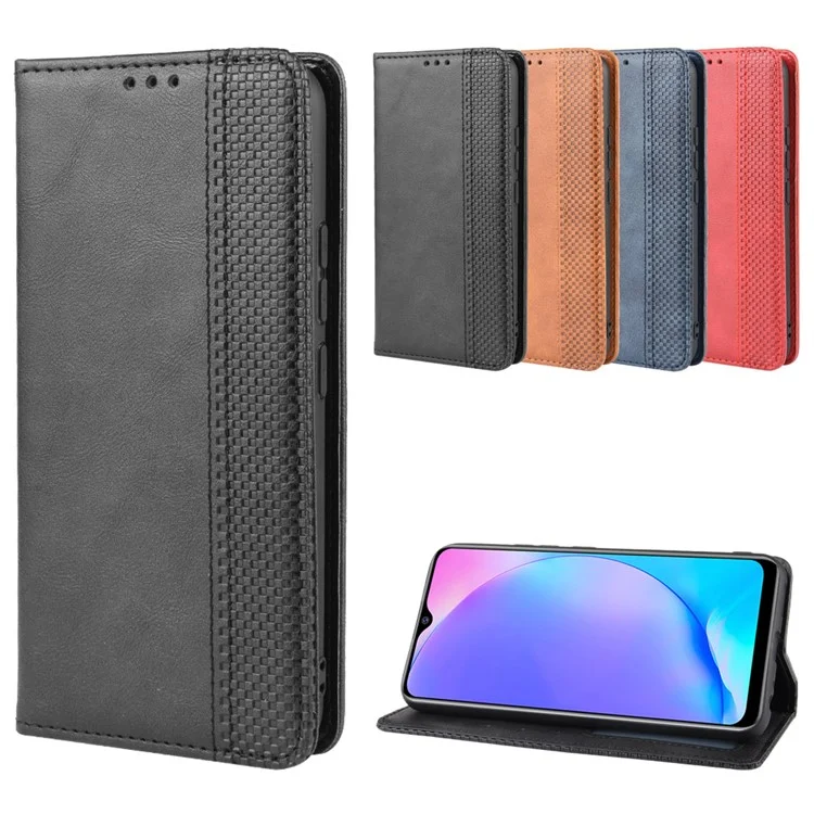 Vintage Style Leather Wallet Stand Phone Case for Vivo Y17/Y15/Y3 - Black