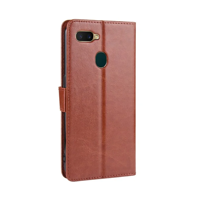 Vida Protectora de Cuero de Billetera de Caballo Loco Con Soporte Para Oppo A7/ax7/ax5s/a5s - Marrón