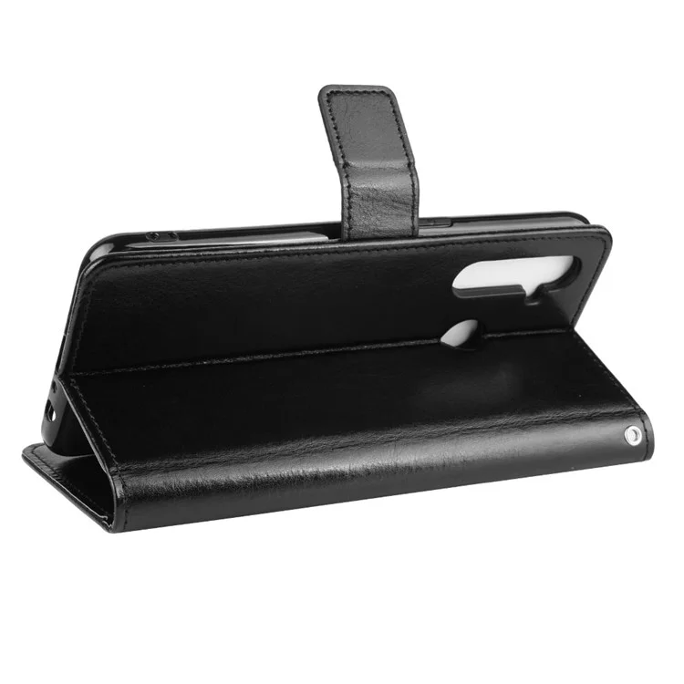 Capa de Couro Crazy Horse para Oppo Realme Q/Realme 5 Pro - Preto