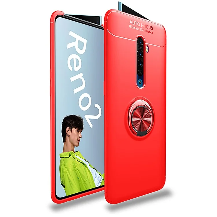 Couvercle TPU de L'anneau Doigt Pour Oppo Reno2 (feuille de Métal Intégrée) - Rouge