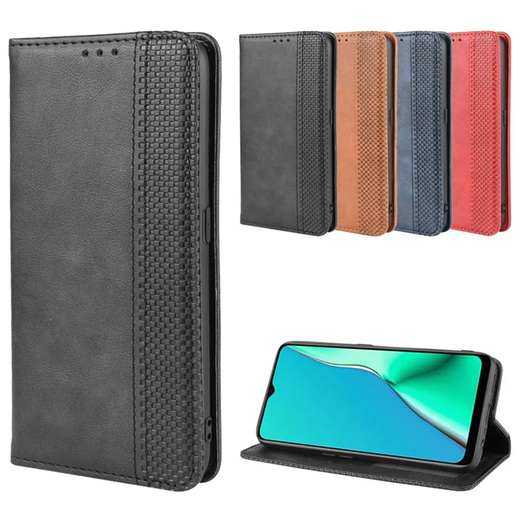 Retro Style PU Leather Stand Wallet Case for OPPO A9 2020/A5 2020/A11/A11X - Black