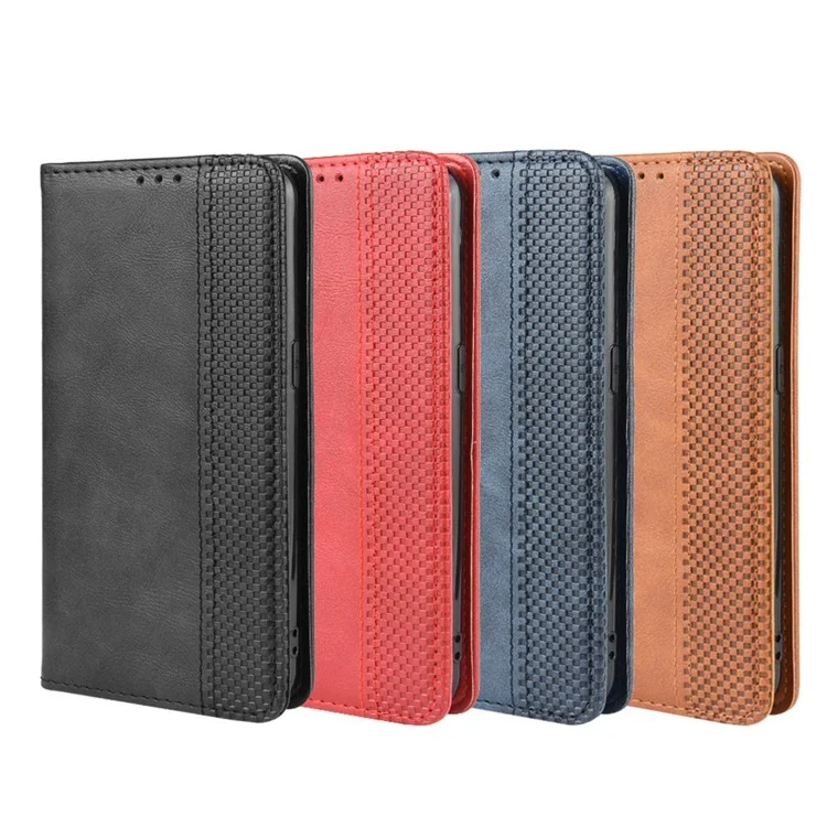 Case de Billetera de Cuero Retro Para Oppo Realme 5 - Negro