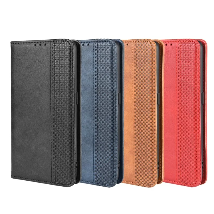 Vintage Style Leather Wallet Case for OPPO Reno2 - Black