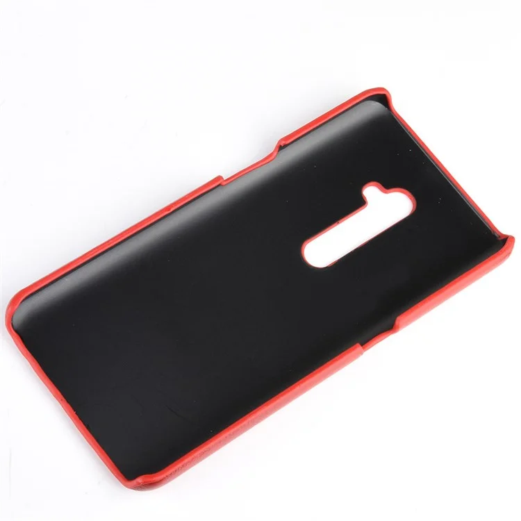 Litchi Texture PU Leather Coated PC Back Case for OPPO Reno 2 - Red