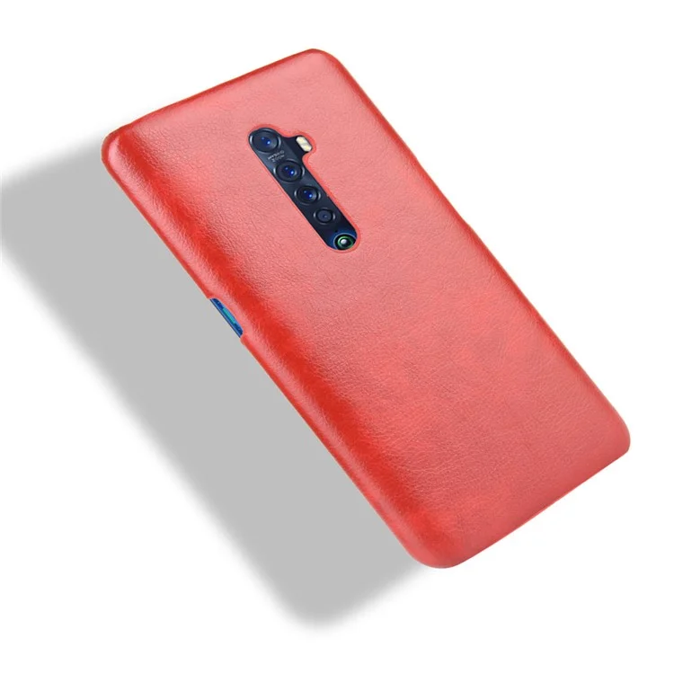 Litchi Texture PU Leather Coated PC Back Case for OPPO Reno 2 - Red