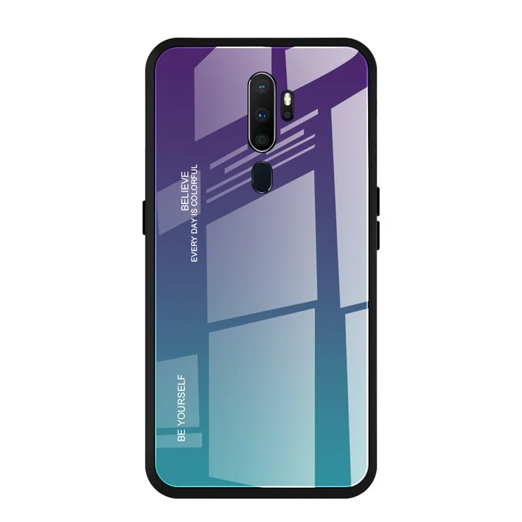 Gradient Color Tempered Glass + PC + TPU Hybrid Case für OPPO A9 (2020) / A11x - Lila / Blau