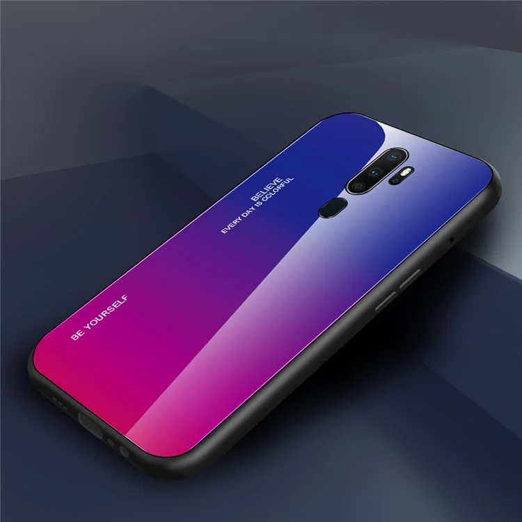 Vidrio Templado De Color De Gradiente + Caja Híbrida De PC + TPU Para OPPO A9 (2020) / A11x - Azul / Rosa