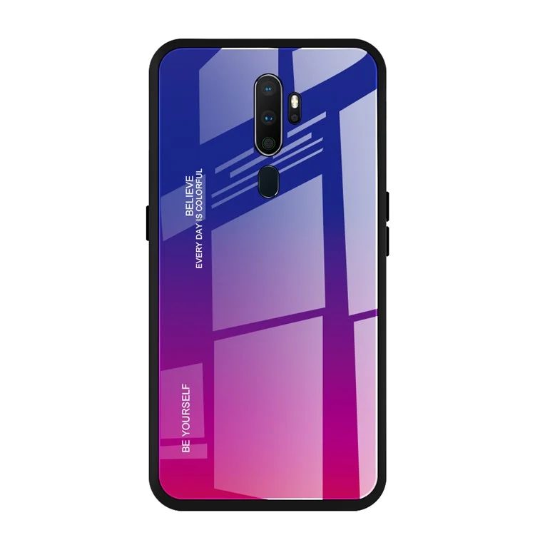 Vidrio Templado De Color De Gradiente + Caja Híbrida De PC + TPU Para OPPO A9 (2020) / A11x - Azul / Rosa