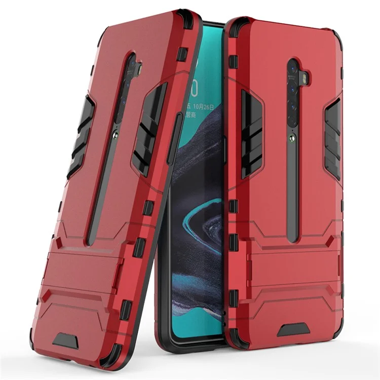 Plastic + TPU Combo Case Avec Kickstand Pour Oppo Reno2 - Rouge