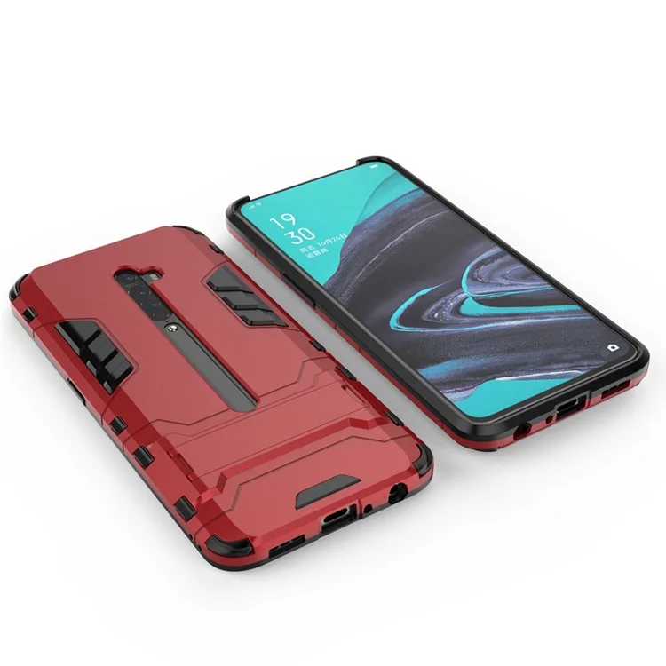 Plastic + TPU Combo Case Avec Kickstand Pour Oppo Reno2 - Rouge