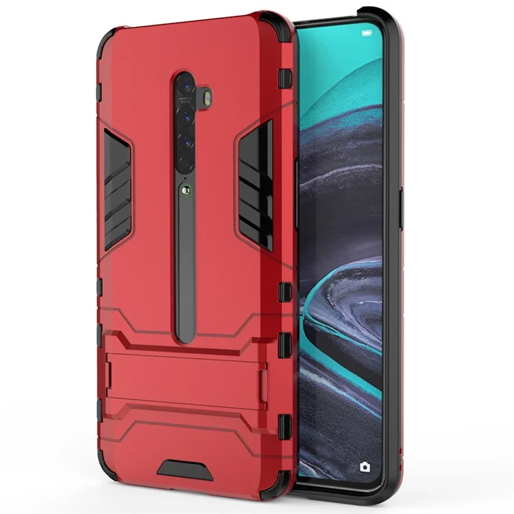 Plastic + TPU Combo Case Avec Kickstand Pour Oppo Reno2 - Rouge