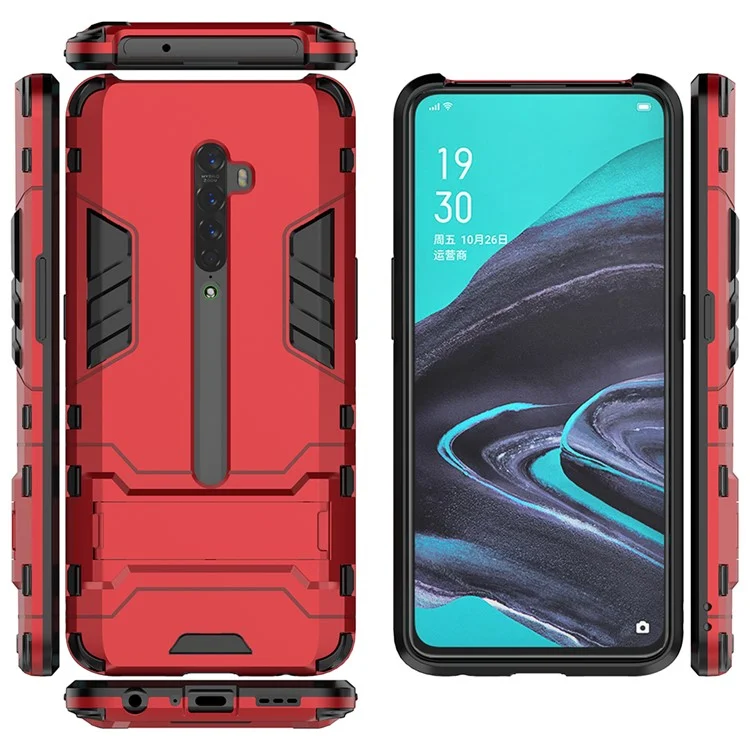Plastic + TPU Combo Case Avec Kickstand Pour Oppo Reno2 - Rouge
