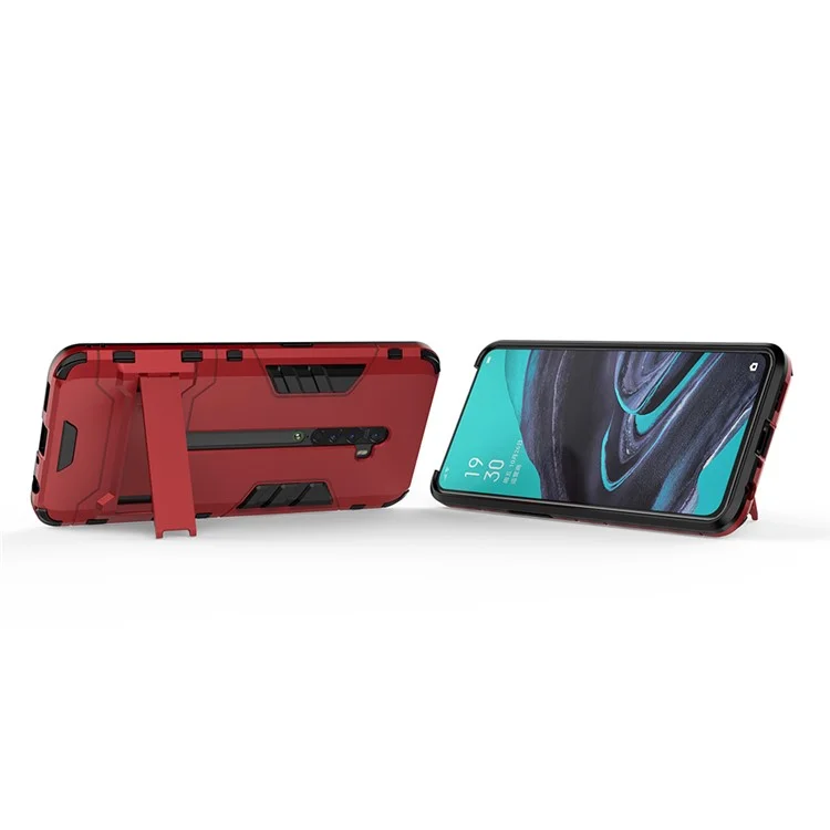 Plastic + TPU Combo Case Avec Kickstand Pour Oppo Reno2 - Rouge