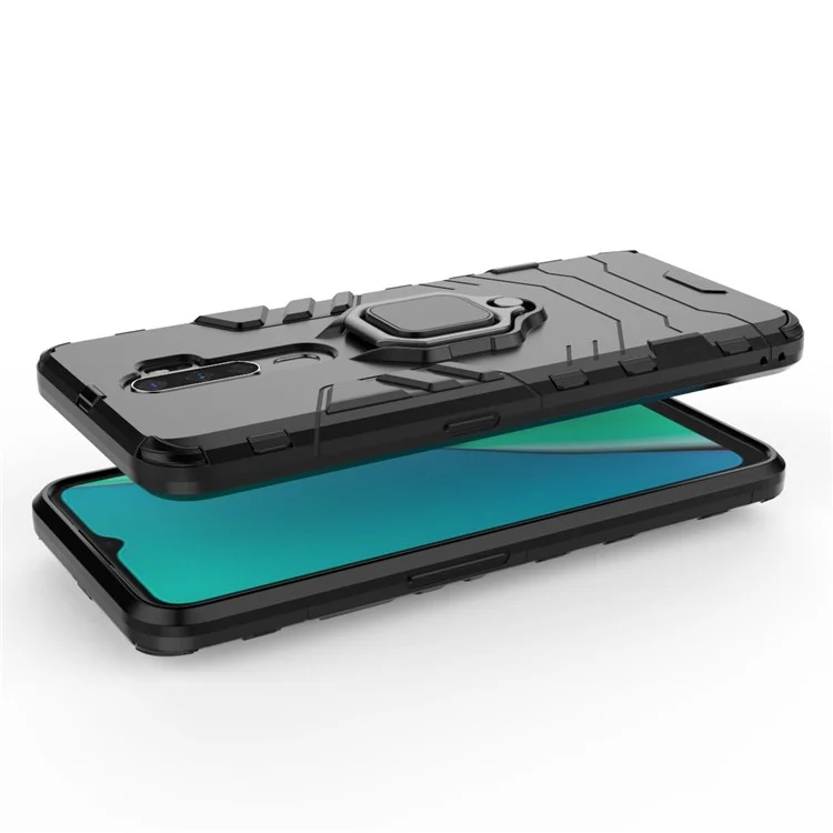 Cool Guard Ringhalter Kickstand PC+TPU -shell -hülle Für Oppo a9 (2020) / A11x - Schwarz