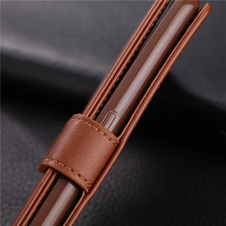 Carteira de Couro AZNS Leather Wallet Stand Case para OPPO A9 (2020) / A11x - Café