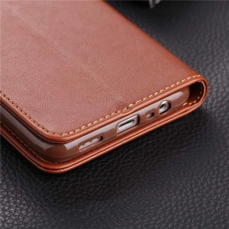 Carteira de Couro AZNS Leather Wallet Stand Case para OPPO A9 (2020) / A11x - Café