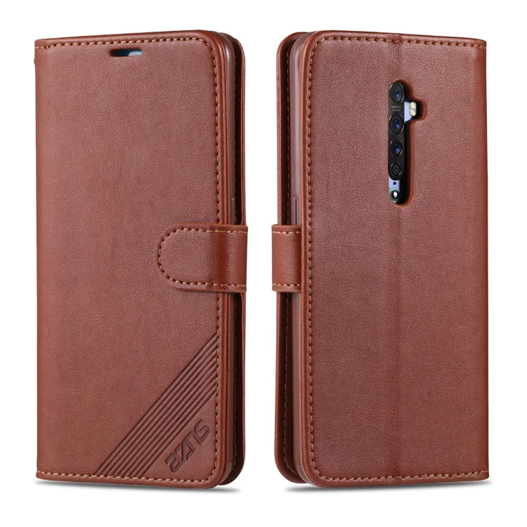 Azns pu Leather Wallet Stand Case Pour Oppo Reno2 - Café