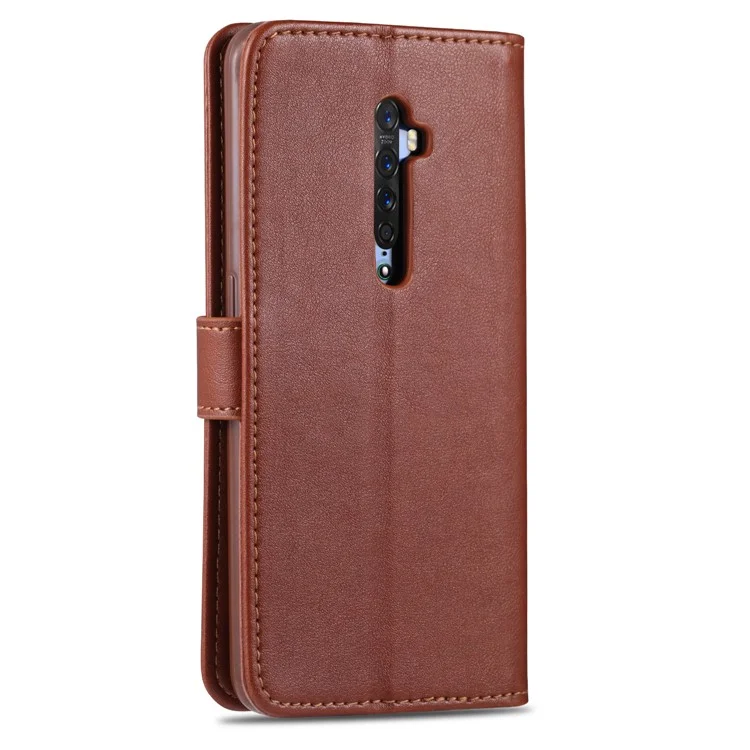 Azns pu Leather Wallet Stand Case Pour Oppo Reno2 - Café