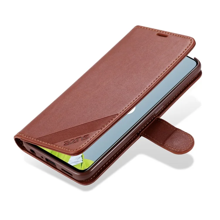 Azns pu Leather Wallet Stand Case Pour Oppo Reno2 - Café