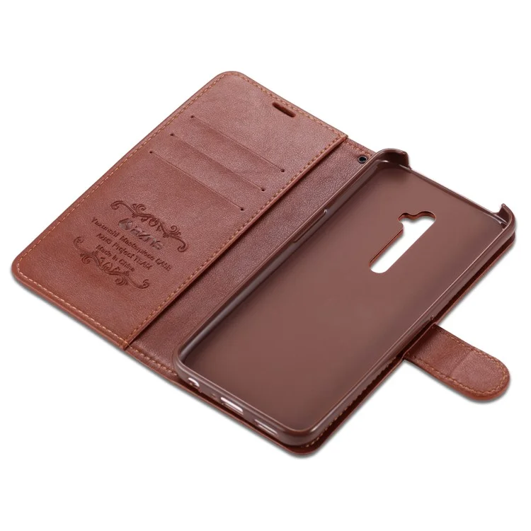 Azns pu Leather Wallet Stand Case Pour Oppo Reno2 - Café