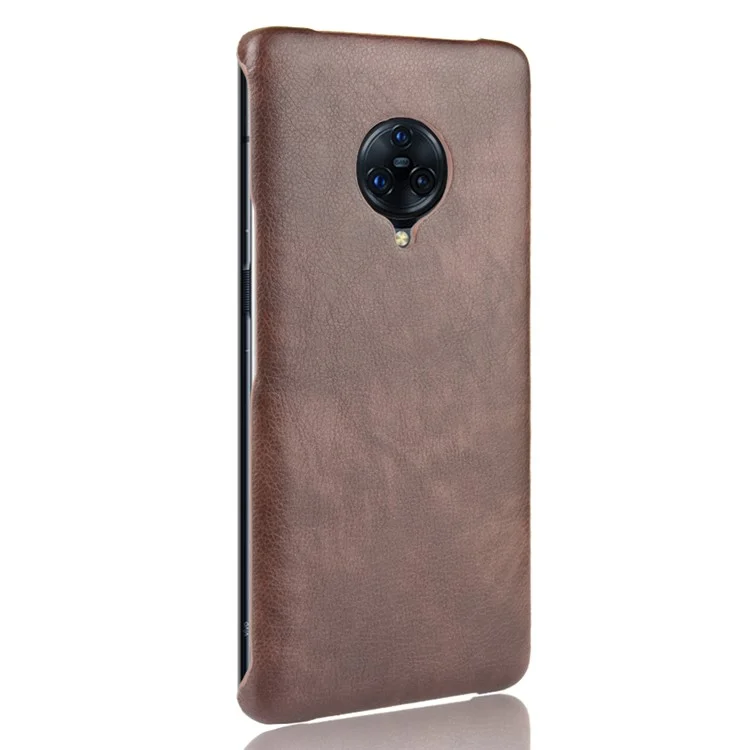 Litchi Skin Cozed Coated Hard PC Case Para Vivo Nex 3/nex 3 5g - Castanho